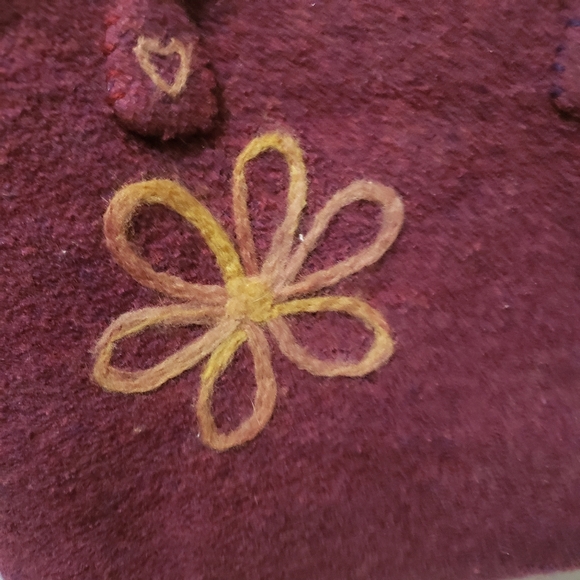 Felted Knit Tote Bag Plum Purple Yellow - Picture 3 of 8